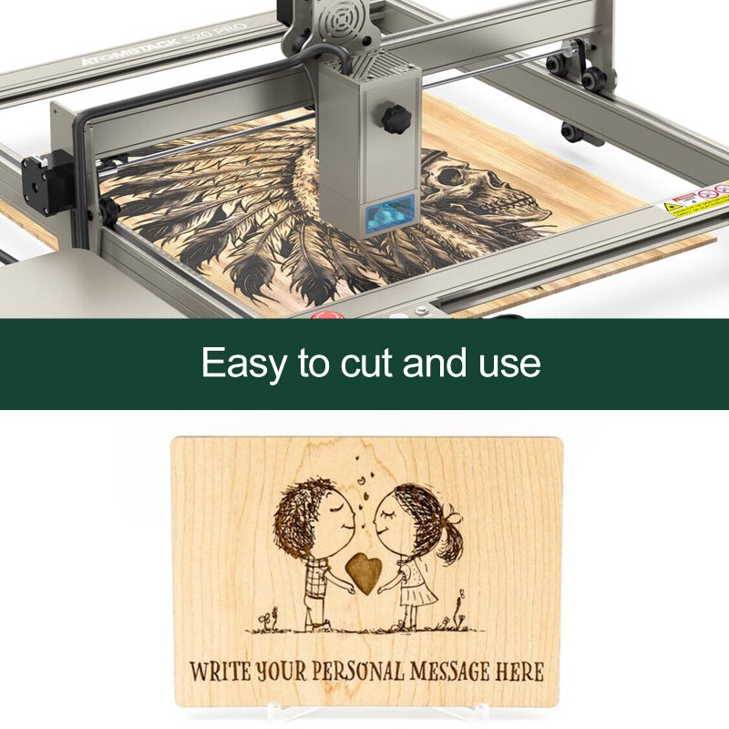 Frylr Baltic Birch Plywood Sheets Box of 45-12 x 12 x 1/8â€, 3mm Thickness Perfect for Wood Burning, Laser Engraving Cutting, Scroll Saw Nature Veneer Color, Stronger Than Basswood, A/A Grade - Image 4
